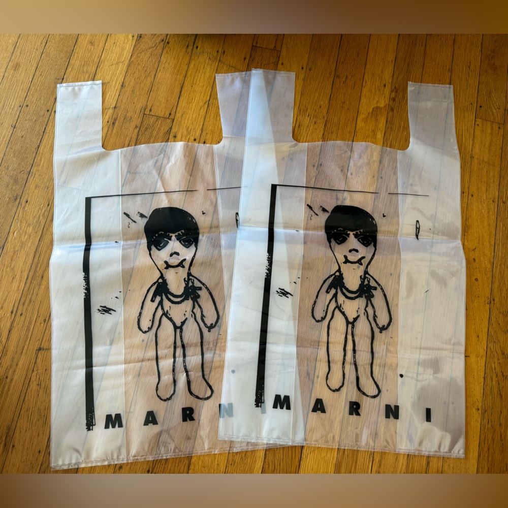 2 Marni Vintage Plastic Shopping Bags